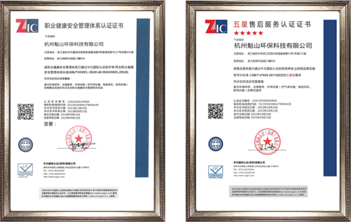 2019質量管理體系、環境管理體系<br/>職業健康安全管理體系、五星售后認證